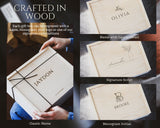 Wooden gift box with engraved names