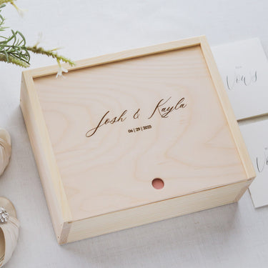 Personalized wedding keepsake box engraved for brides, weddings, and meaningful milestone gifting | Dusky Lark