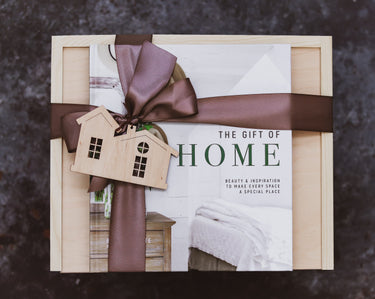 Luxury housewarming gift box engraved for homeowners and personalized real estate client gifting | Dusky Lark