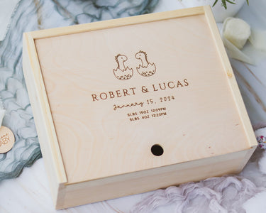 Twins Keepsake Box - Baby Dinosaurs - DUSKY LARK