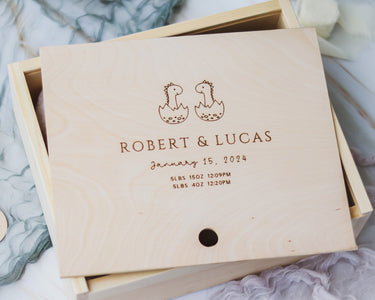 Twins Keepsake Box - Baby Dinosaurs - DUSKY LARK