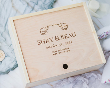 Twins Keepsake Box - Baby Elephants - DUSKY LARK