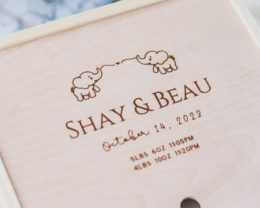 Twins Keepsake Box - Baby Elephants - DUSKY LARK