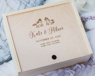 Twins Keepsake Box - Baby Unicorns - DUSKY LARK