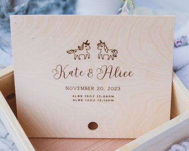 Twins Keepsake Box - Baby Unicorns - DUSKY LARK