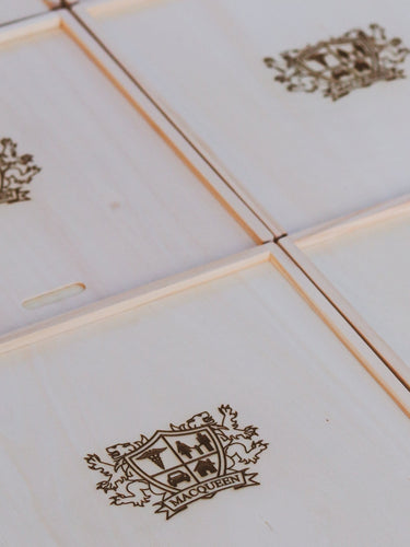 Luxury branded gift sets, engraved logo on a wood gift box | Dusky Lark