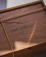 Walnut wooden gift box with custom engraved name