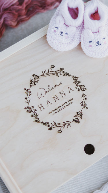 Baby Keepsake Box - Flower Wreath - DUSKY LARK