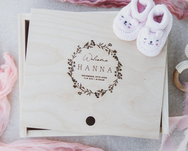 Baby Keepsake Box - Flower Wreath - DUSKY LARK
