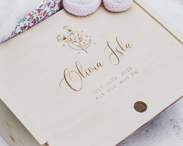 Baby Keepsake Box - Moon & Flower - DUSKY LARK