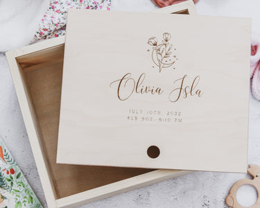 Baby Keepsake Box - Moon & Flower - DUSKY LARK