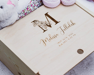 Baby Keepsake Box - Monogram Letter - DUSKY LARK